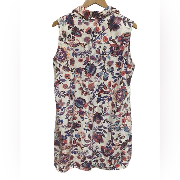 IB Diffusion Shirt Dress Multi Floral Paisley Womens XL Sleeveless 1/2 Button Up - Picture 3 of 4